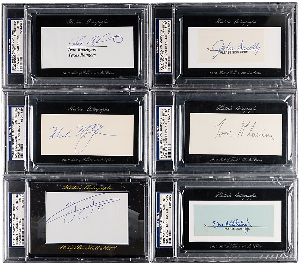 2010-2012 Historic Autographs Hall of Famer/Star Signature Card Collection (14) with Mattingly, McGwire & F. Thomas - All PSA/DNA Certified
