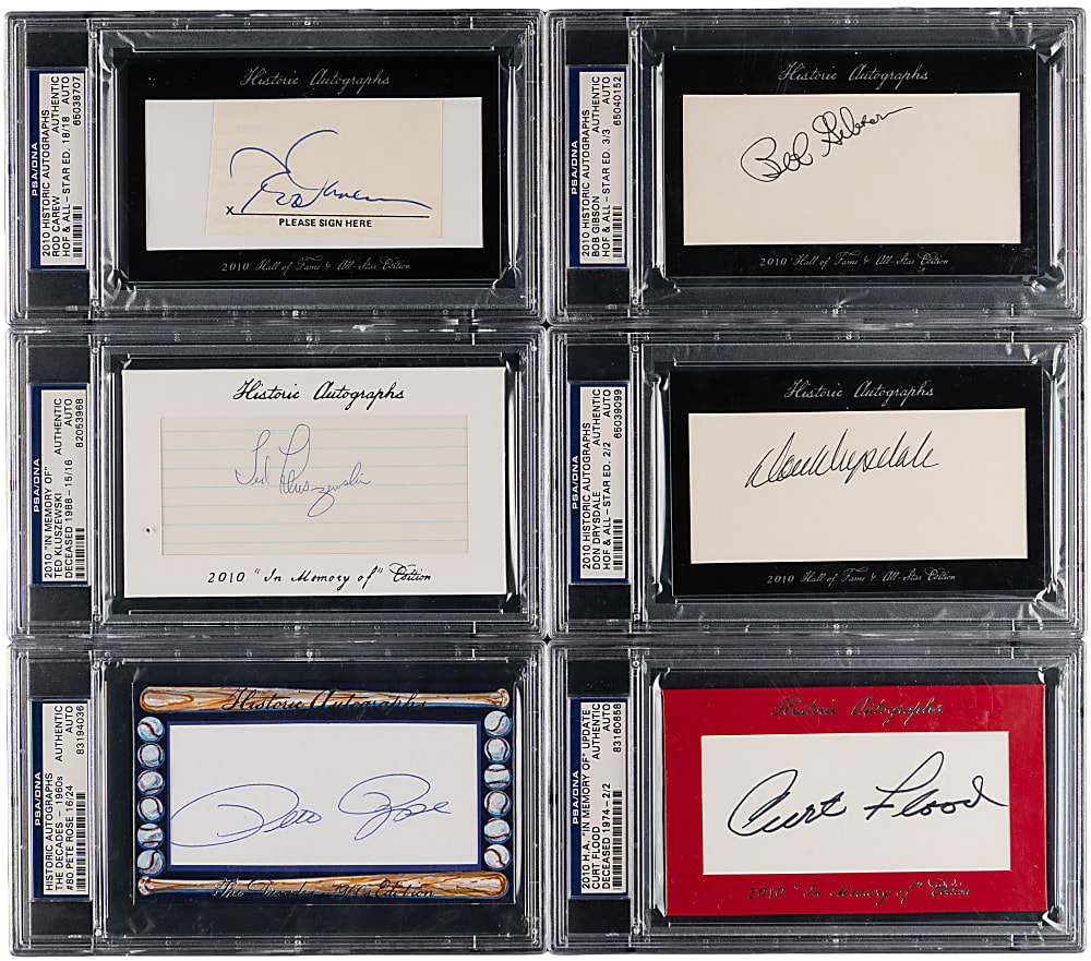 2010-2012 Historic Autographs Hall of Famer/Star Signature Card Collection (30) with Flood, Rose & Drysdale - All PSA/DNA Authentic