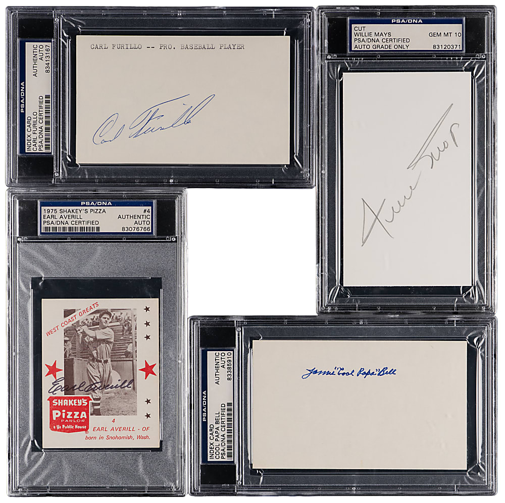 Hall of Famer and Star Signed Flats (12) with (10) PSA/DNA Certified Including Mays & Furillo