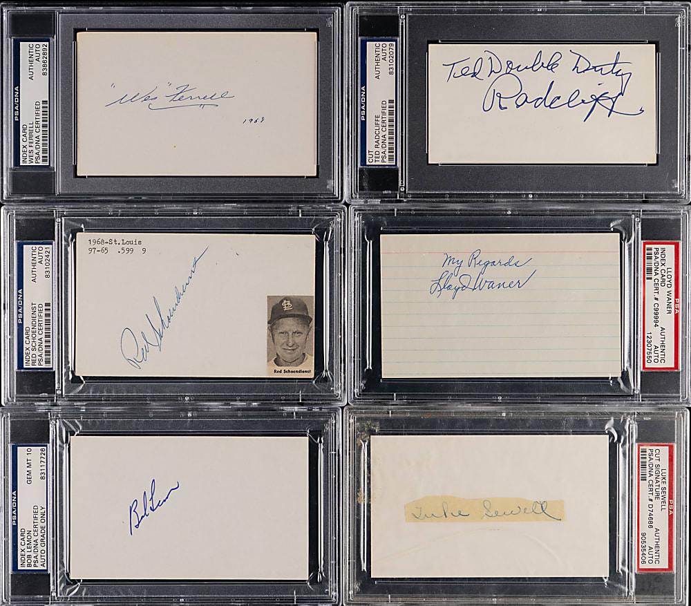 Hall of Famer and Star Signed Flats (12) with (10) PSA/DNA Certified Including Mays & Furillo