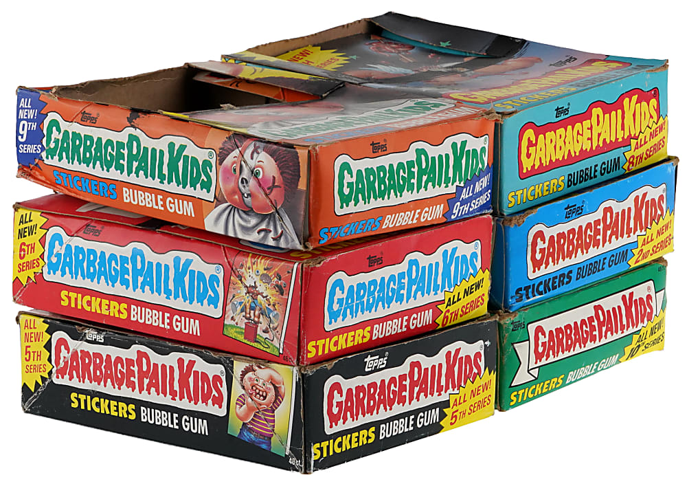 1985-1987 Topps Garbage Pail Kids Series 1-10 Collection (148) with (119) Wax Packs, Posters & Display Case/Boxes
