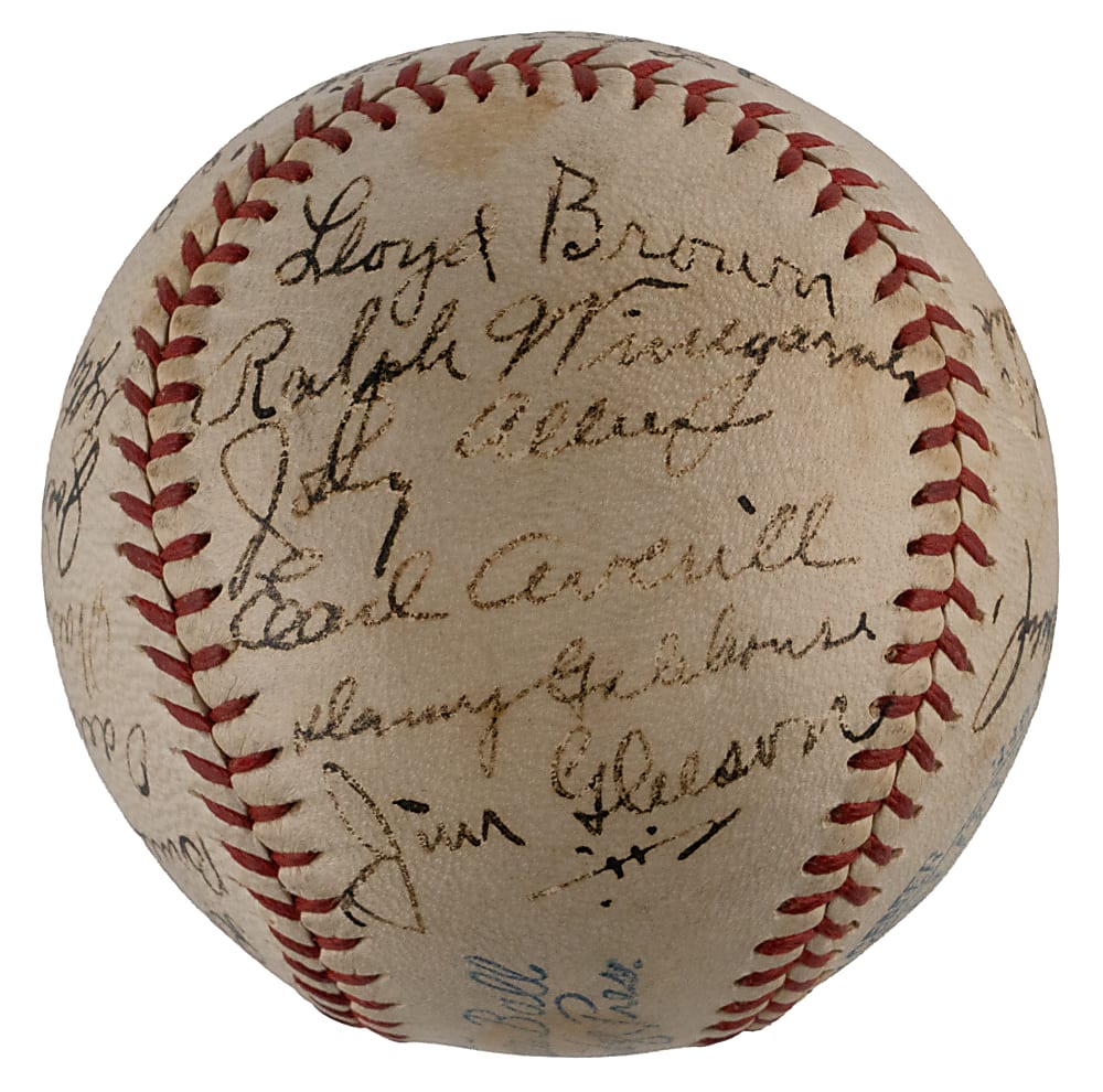 1936 Cleveland Indians Attractive Team-Signed OAL/Harridge Baseball with (22) Signatures - JSA LOA