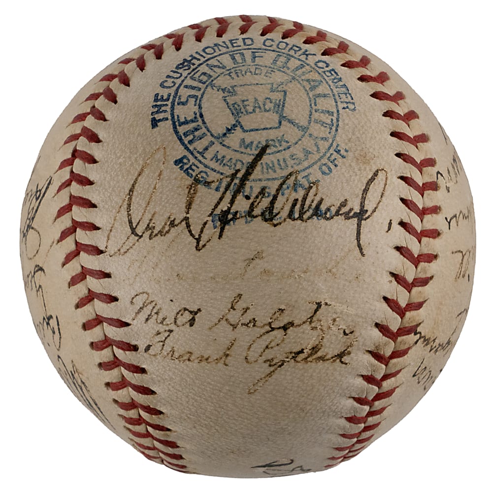 1936 Cleveland Indians Attractive Team-Signed OAL/Harridge Baseball with (22) Signatures - JSA LOA