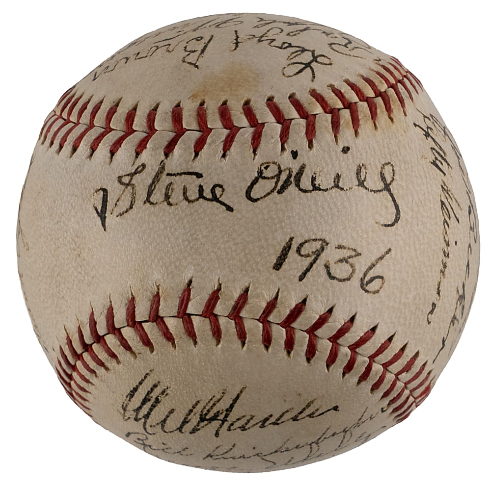 1936 Cleveland Indians Attractive Team-Signed OAL/Harridge Baseball with (22) Signatures - JSA LOA