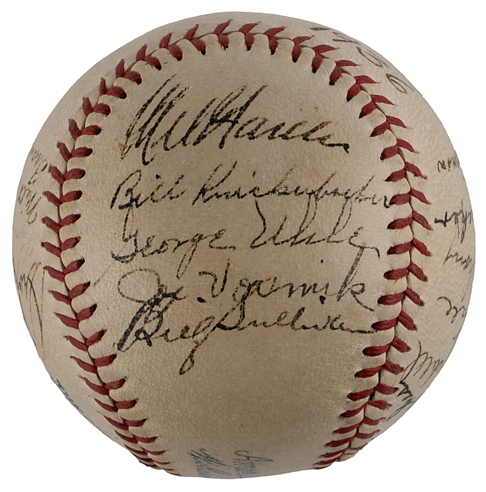 1936 Cleveland Indians Attractive Team-Signed OAL/Harridge Baseball with (22) Signatures - JSA LOA