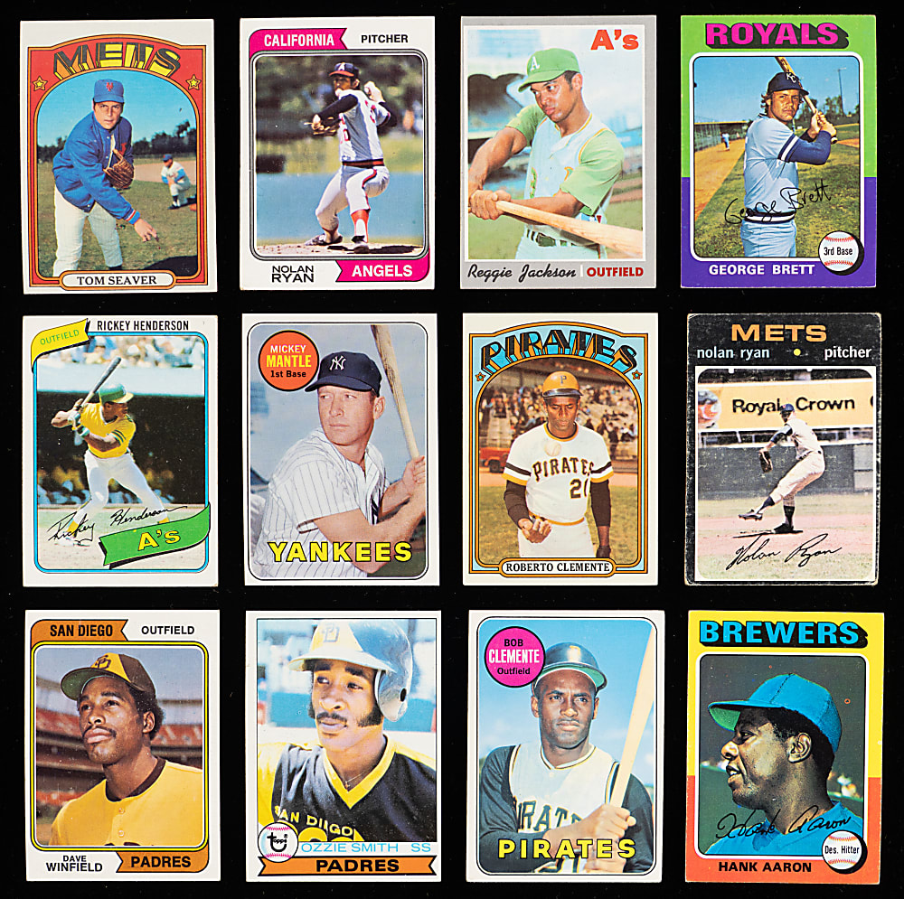1969-1980 Topps Shoebox Collection (375+) with (85+) Hall of Famers Including Aaron, Clemente, Mantle & Mays