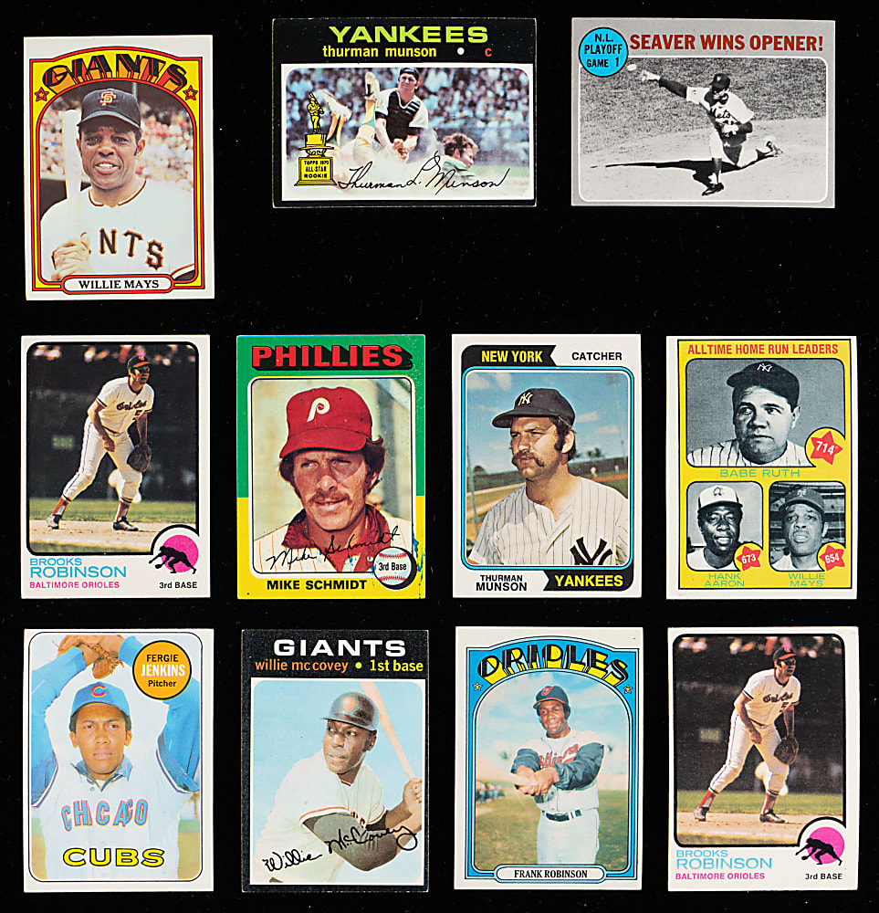 1969-1980 Topps Shoebox Collection (375+) with (85+) Hall of Famers Including Aaron, Clemente, Mantle & Mays