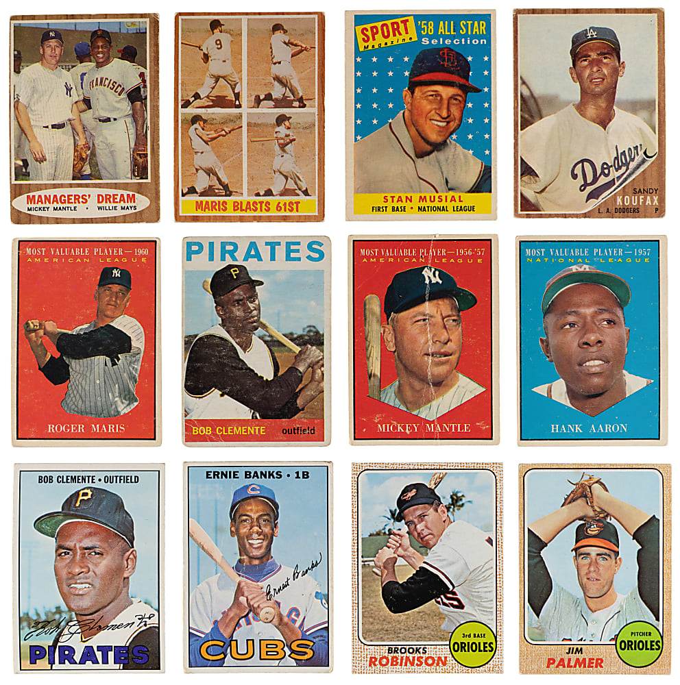1940-1968 Baseball Shoebox Collection (315+) with (60+) Hall of Famers Including Aaron, Clemente, Koufax, Mantle & Mays