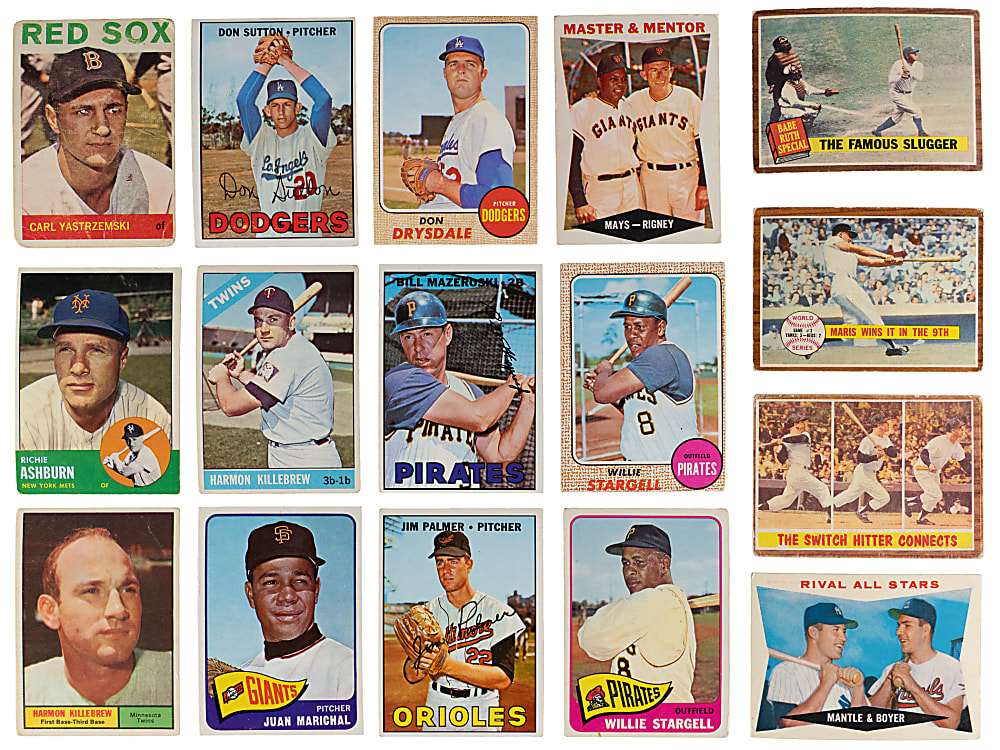 1940-1968 Baseball Shoebox Collection (315+) with (60+) Hall of Famers Including Aaron, Clemente, Koufax, Mantle & Mays