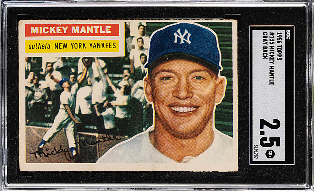 1956 Topps #135 Mickey Mantle Gray Back SGC GOOD+ 2.5