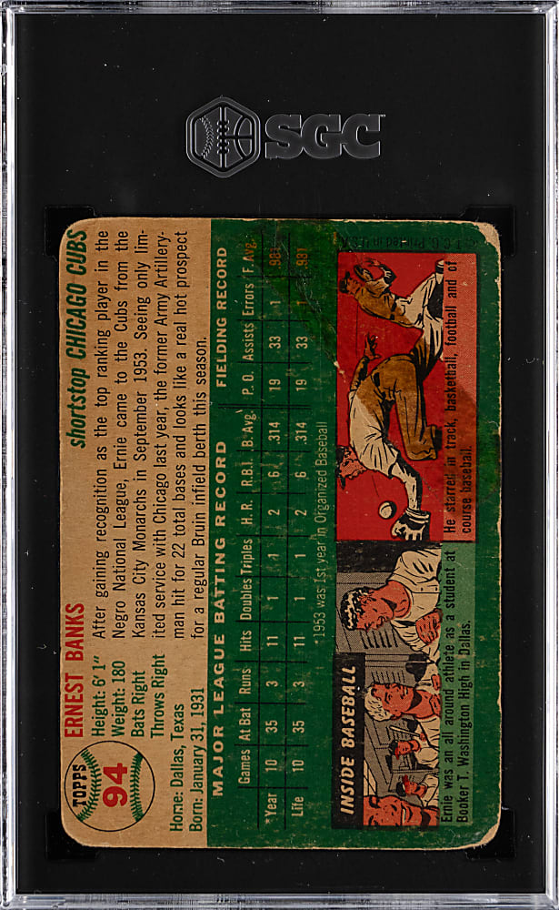 1954 Topps #94 Ernie Banks Rookie SGC Authentic-Altered