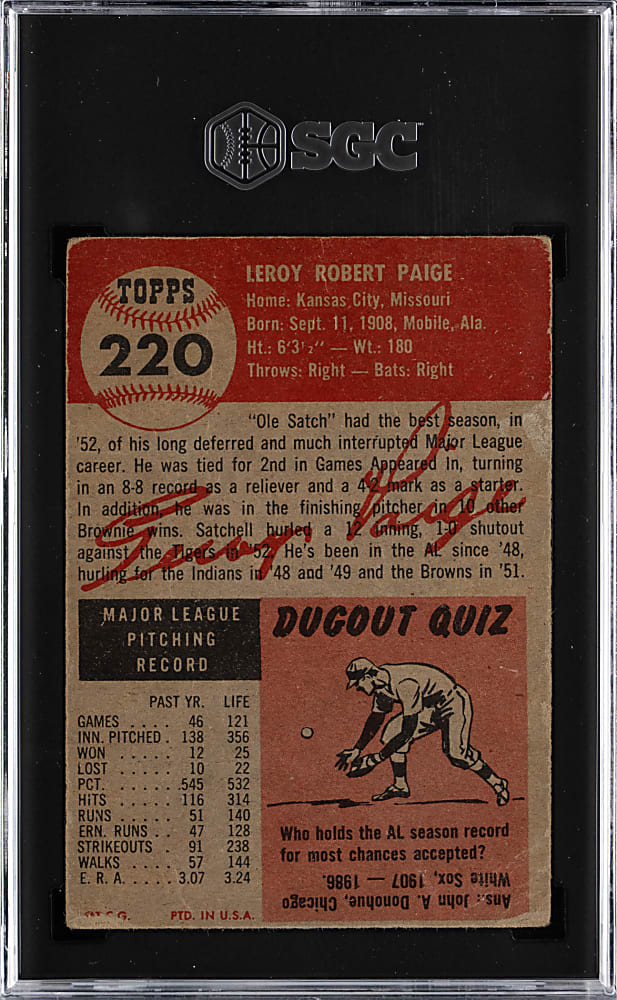 1953 Topps #220 Satchel Paige SGC POOR 1