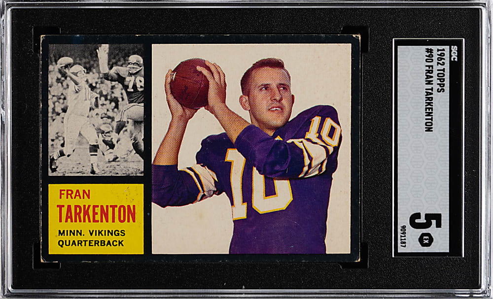 1962 Topps Football #90 Fran Tarkenton Rookie Shortprint SGC EX 5