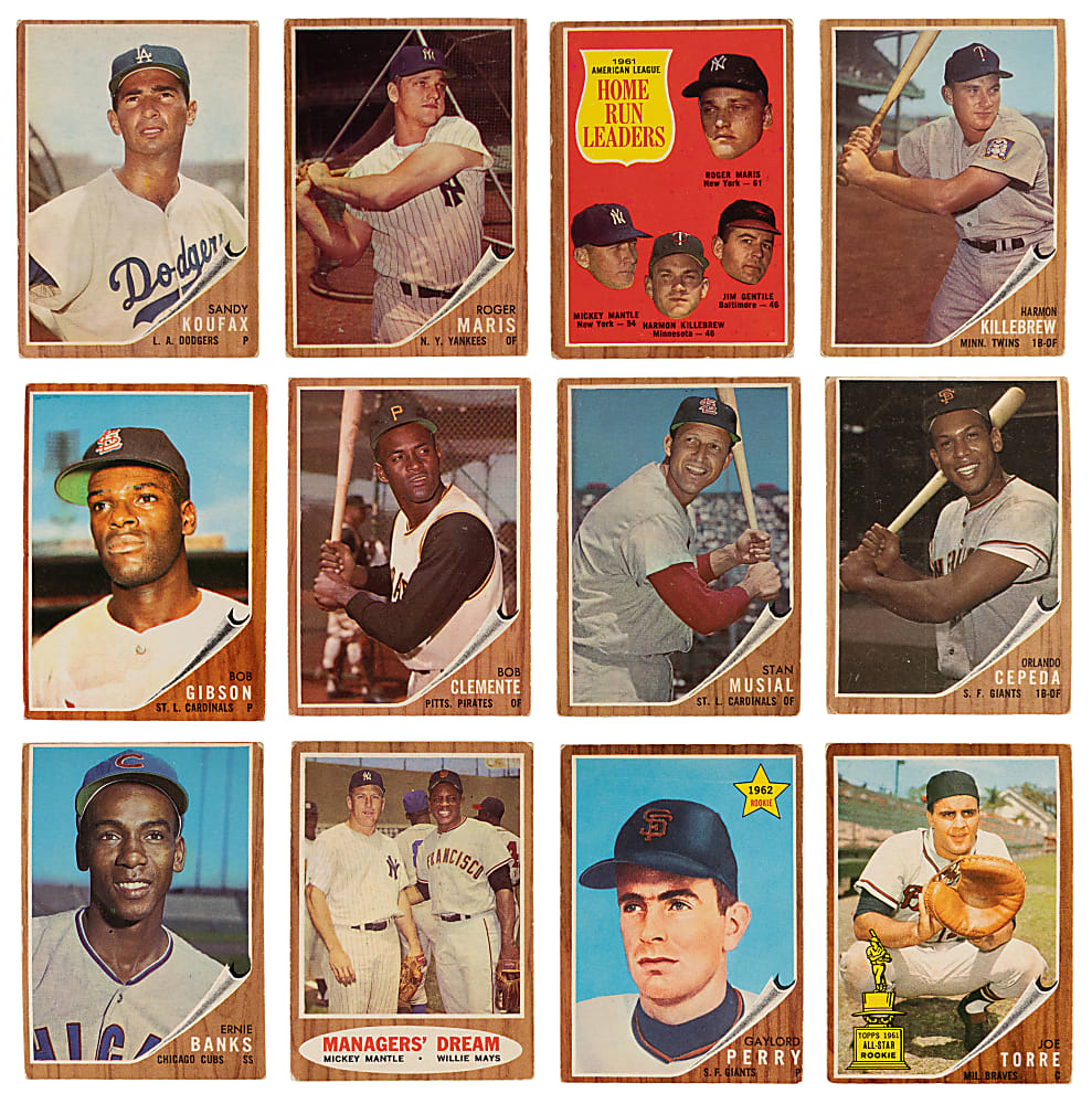 1962 Topps Collection (163) with (25) Hall of Famers, (20) High Numbers & Starter Set (130/598)