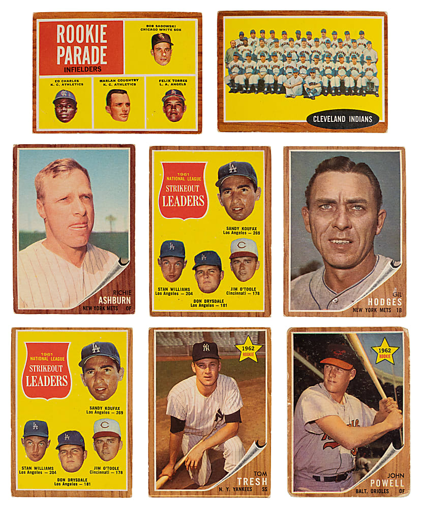 1962 Topps Collection (163) with (25) Hall of Famers, (20) High Numbers & Starter Set (130/598)