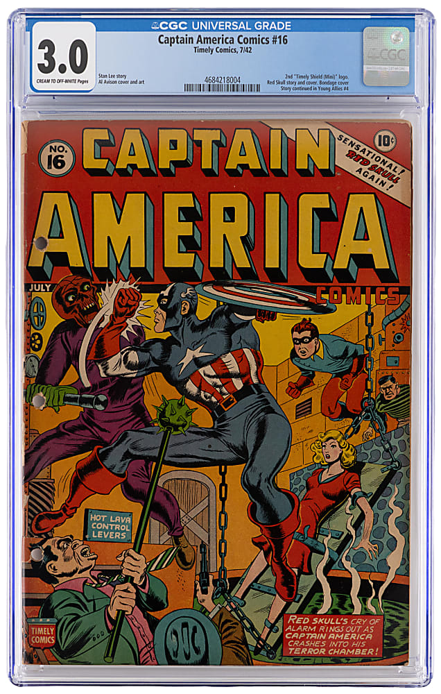 1942 Timely Comics #16 Red Skull Cover/Story with Bondage Scene - CGC 3.0