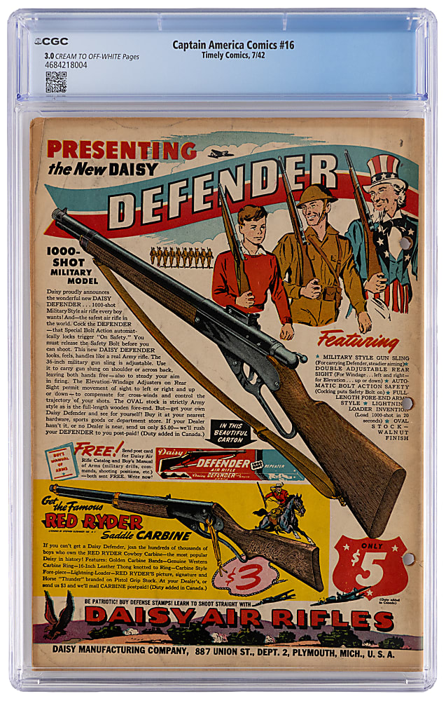 1942 Timely Comics #16 Red Skull Cover/Story with Bondage Scene - CGC 3.0