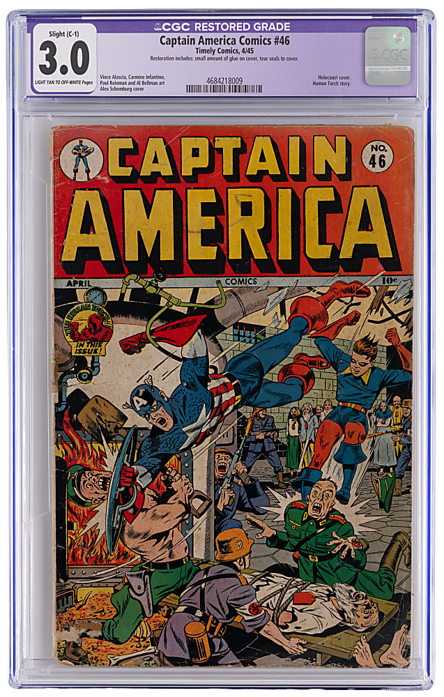 1945 Timely Comics #46 Captain American Holocaust Cover by Alex Schomburg - CGC 3.0 Restored Slight (C-1)