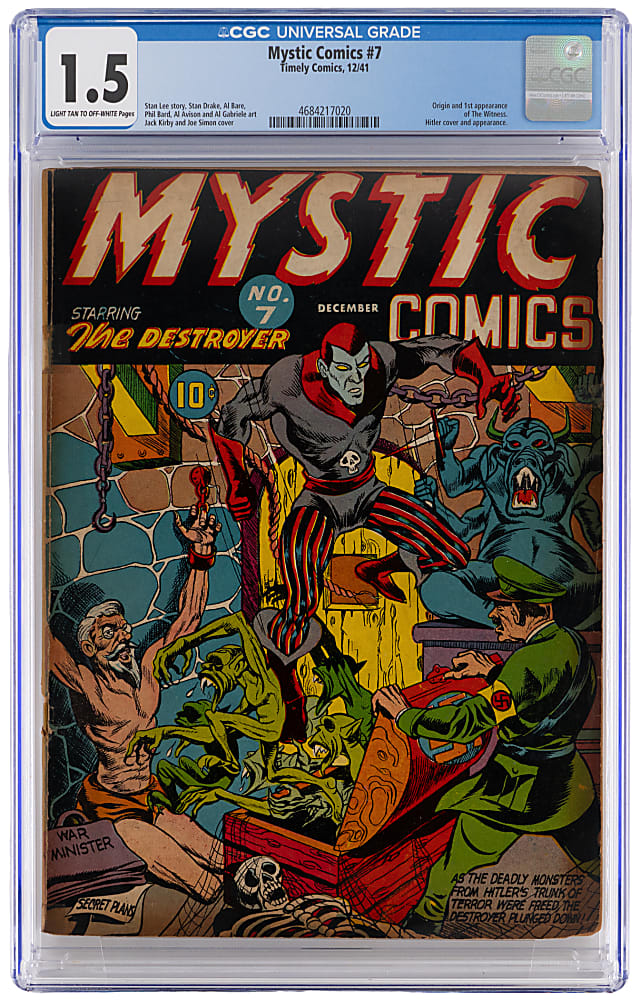 1941 Timely Comics Mystic Comics #7 Hitler Cover/Appearance, First Appearance of Witness - CGC 1.5