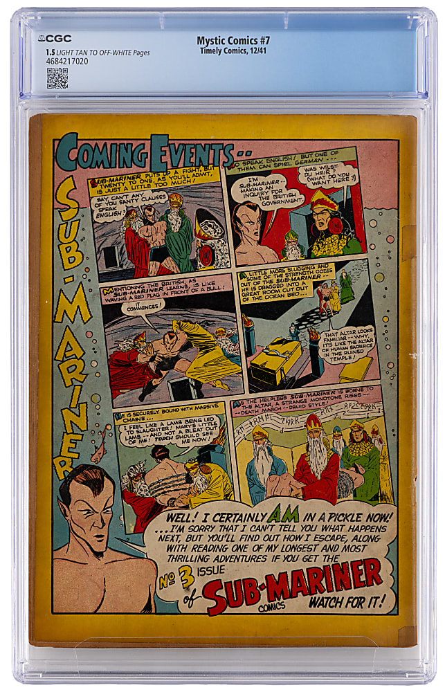 1941 Timely Comics Mystic Comics #7 Hitler Cover/Appearance, First Appearance of Witness - CGC 1.5