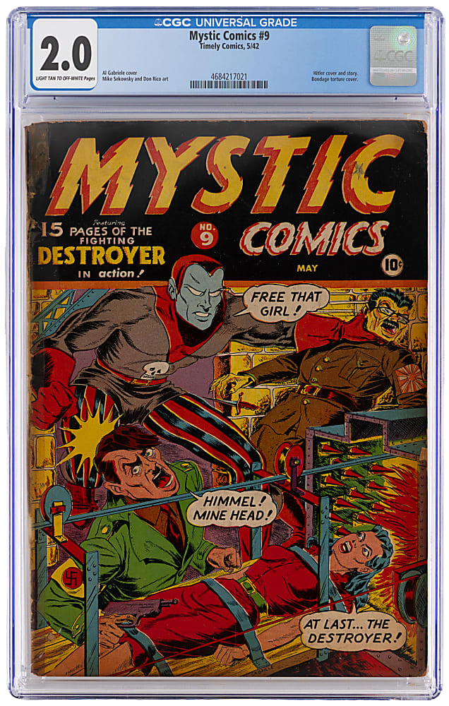 1942 Timely Comics Mystic Comics #9 Hitler/Bondage/Torture Cover - CGC 2.0