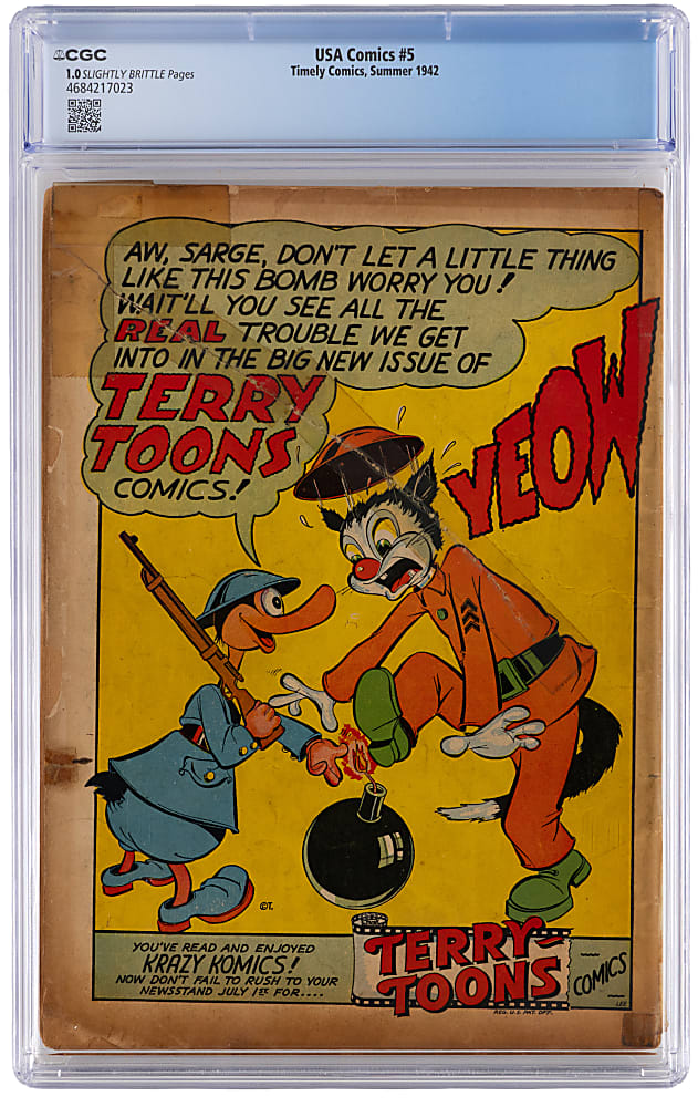 1942 Timely Comics  USA Comics #5 Hitler, Mussolini & Tojo Cover - CGC 1.0