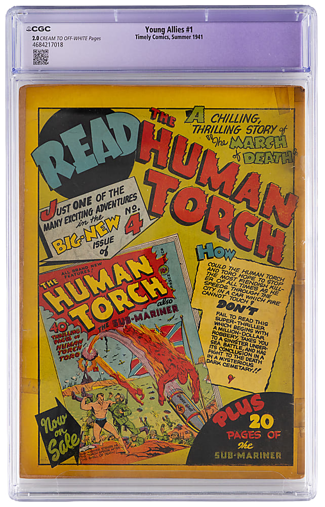 1941 Timely Comics Young Allies #1 First Appearance of Young Allies, Hitler & Red Skull Cover/Story - CGC 2.0 Restored Apparent