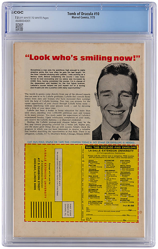 1973 Marvel Tomb of Dracula #10 First Appearance of Blade the Vampire Slayer - CGC 7.5