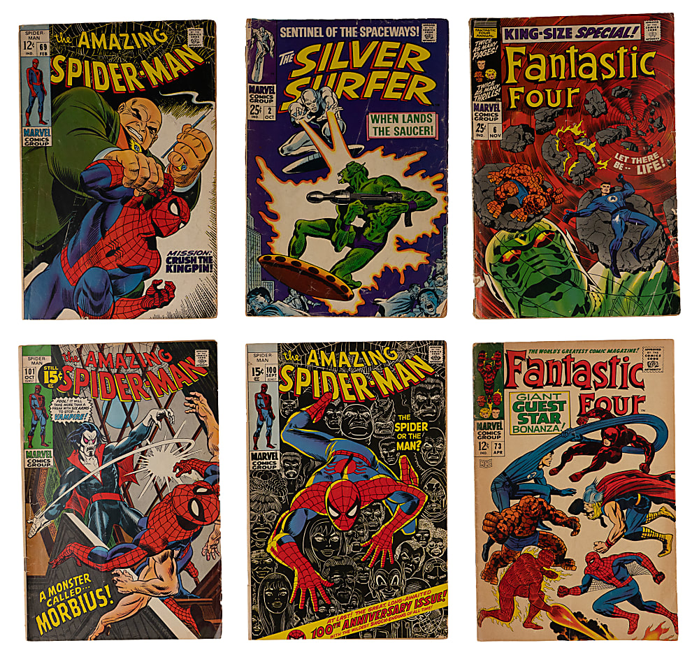 1966-2001 Comic Book Collection (62) with Amazing Spider-Man #101 First Morbius & Fantastic Four Annual #6 Birth of Franklin Richards