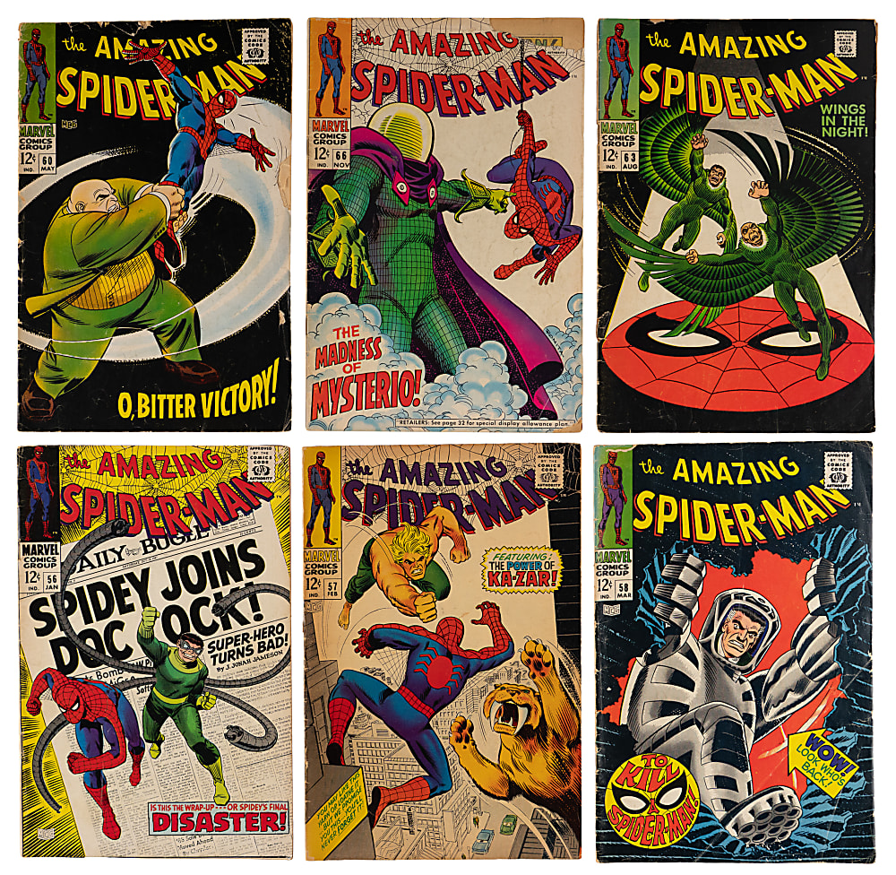 1966-2001 Comic Book Collection (62) with Amazing Spider-Man #101 First Morbius & Fantastic Four Annual #6 Birth of Franklin Richards