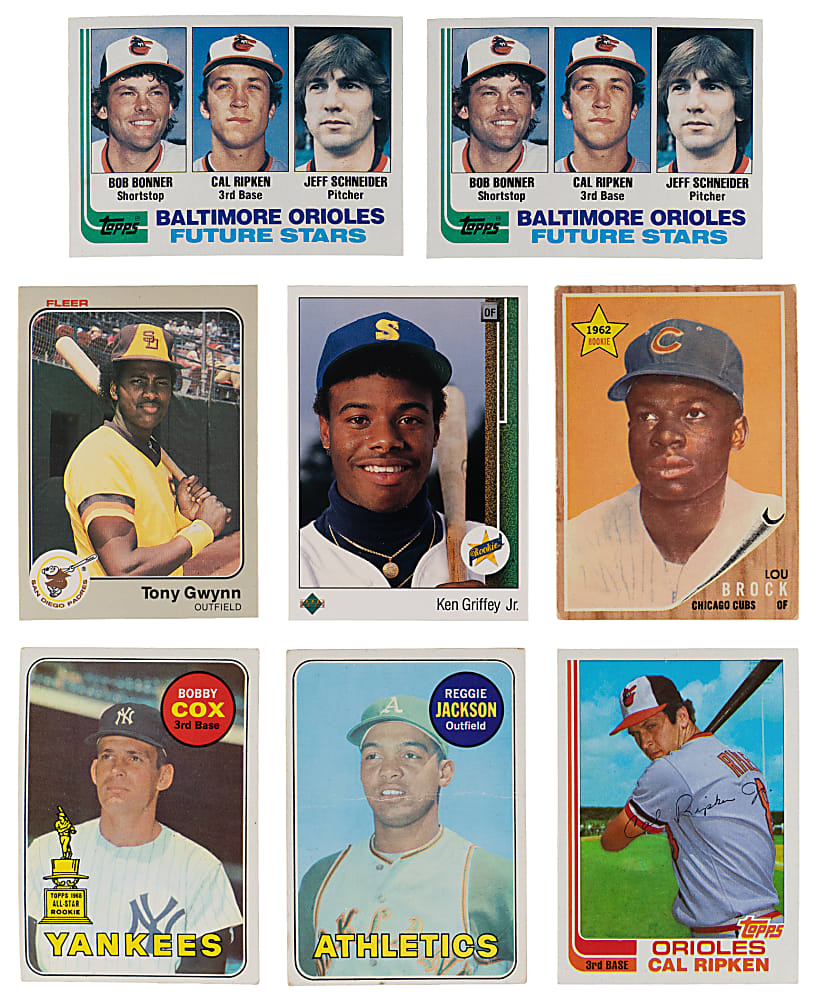 1962-1989 Hall of Fame Rookie Collection (13) with Brock, R. Jackson & 1982 Topps Traded #98T Cal Ripken Jr.