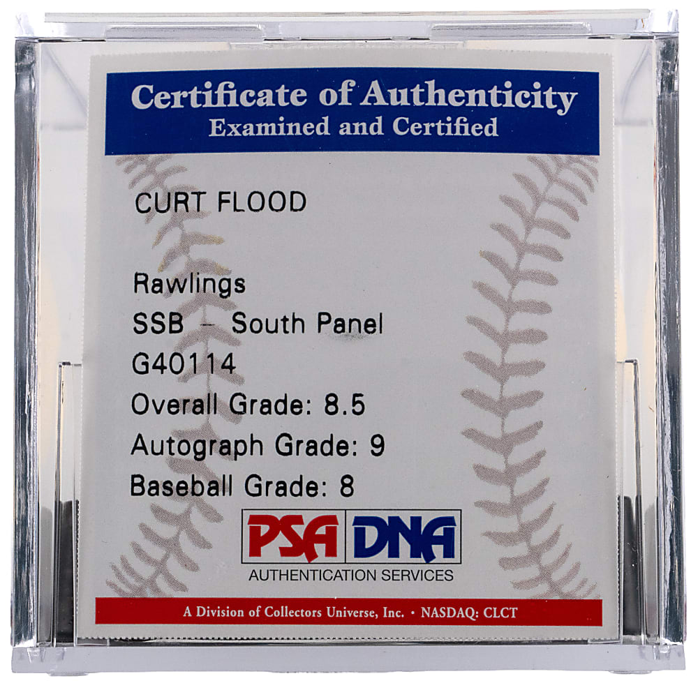 Curt Flood Single-Signed ONL/White Baseball - PSA/DNA 8.5