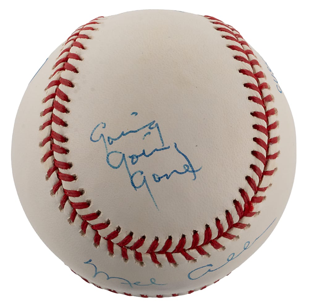Mel Allen Single-Signed OAL/Brown Baseball with "Going, Going, Gone" & "How About That?" Inscriptions - PSA/DNA