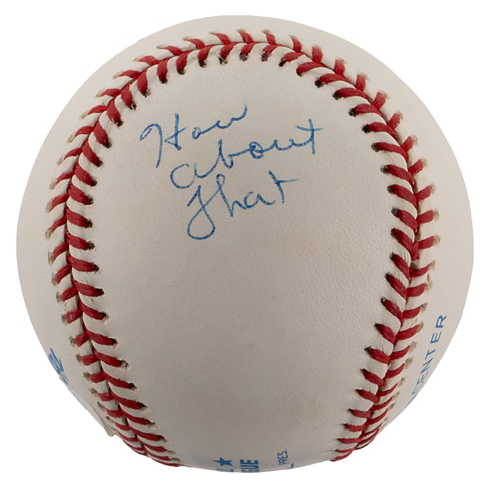 Mel Allen Single-Signed OAL/Brown Baseball with "Going, Going, Gone" & "How About That?" Inscriptions - PSA/DNA