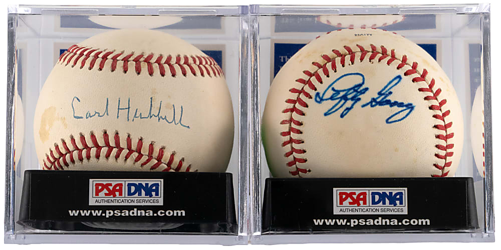 New York Baseball Single-Signed Carl Hubbell & Lefty Gomez PSA/DNA Graded Pair