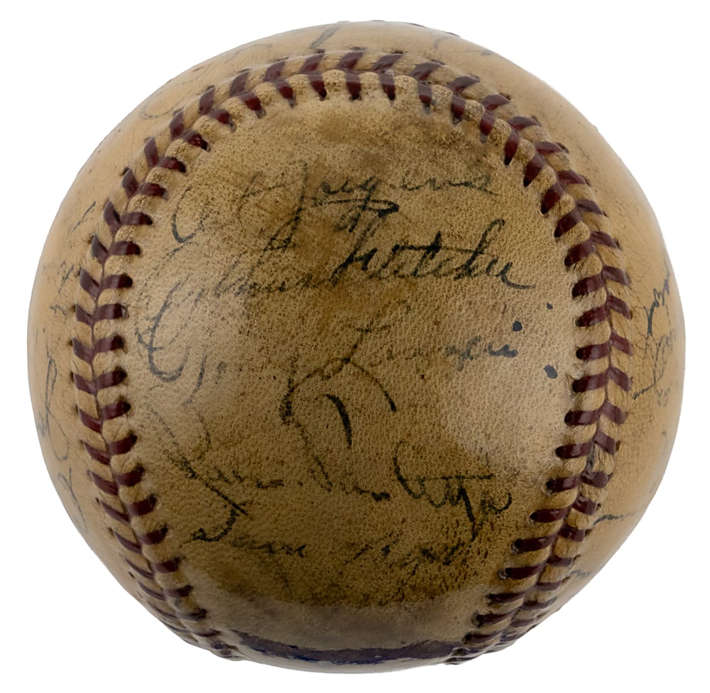 1934 New York Yankees Team-Signed Baseball (24 Signatures) Including Babe Ruth and Lou Gehrig (Triple Crown Season) - Full JSA LOA
