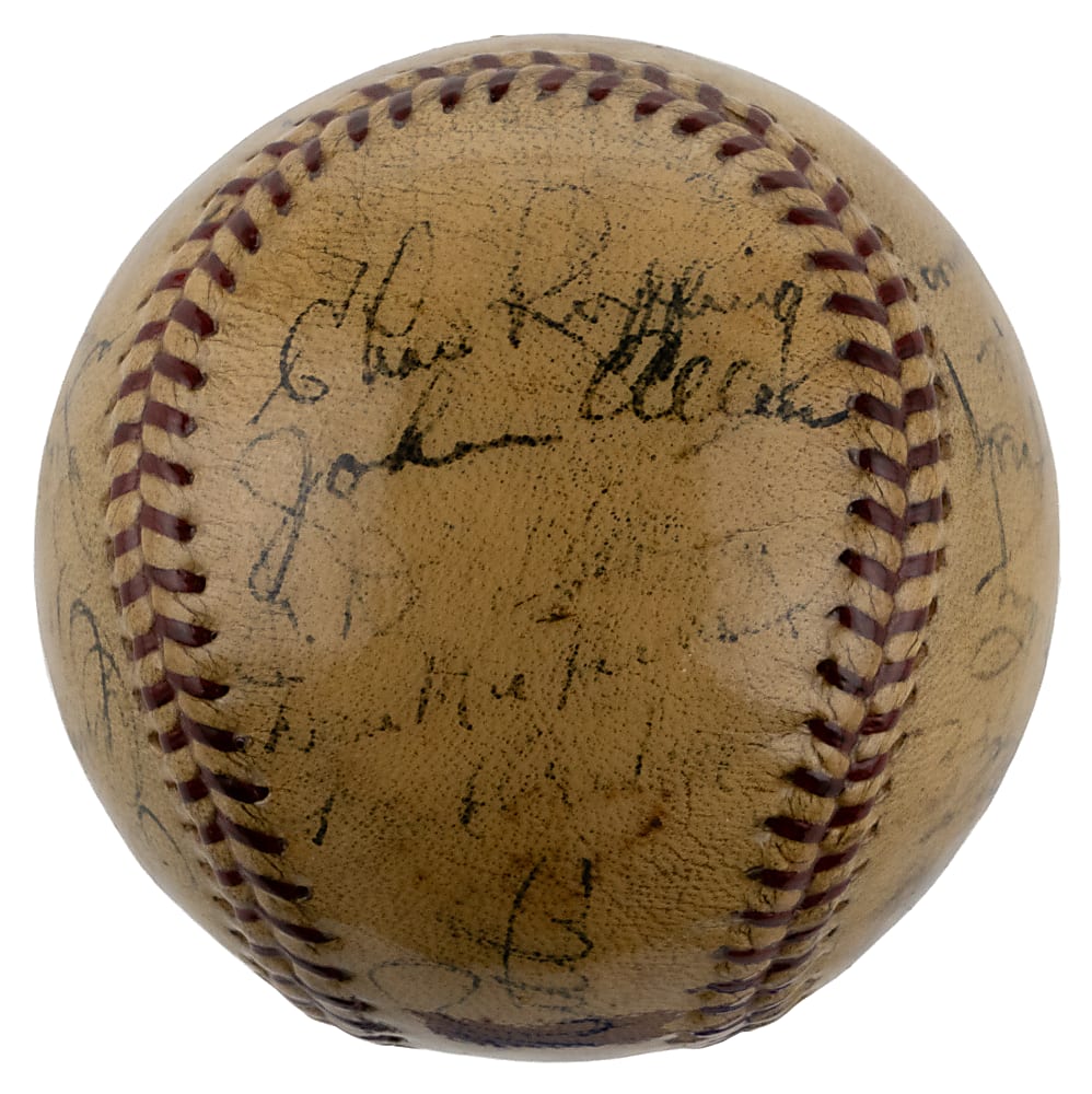 1934 New York Yankees Team-Signed Baseball (24 Signatures) Including Babe Ruth and Lou Gehrig (Triple Crown Season) - Full JSA LOA