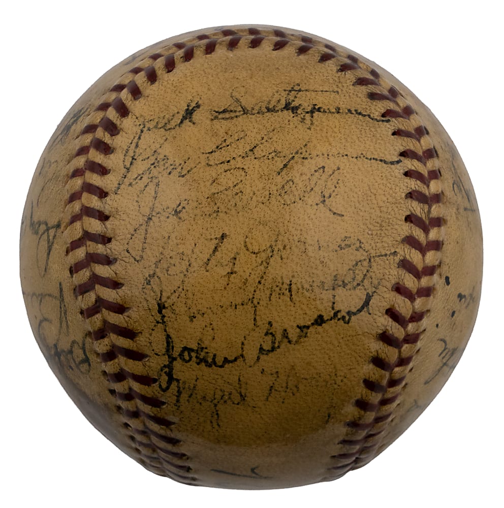 1934 New York Yankees Team-Signed Baseball (24 Signatures) Including Babe Ruth and Lou Gehrig (Triple Crown Season) - Full JSA LOA