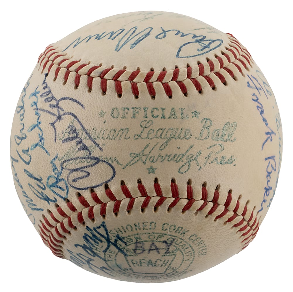 Tremendous 1955 Hall of Fame Induction Multi-Signed Baseball (25 Signatures) Including Foxx, Speaker, and DiMaggio