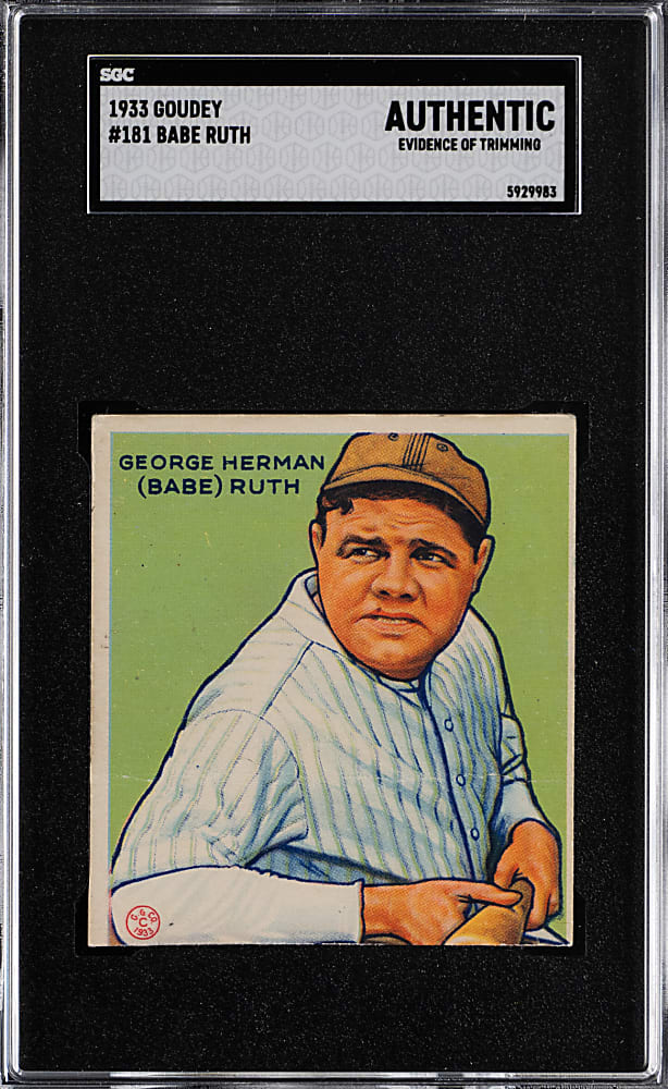 1933 Goudey #181 Babe Ruth SGC Authentic