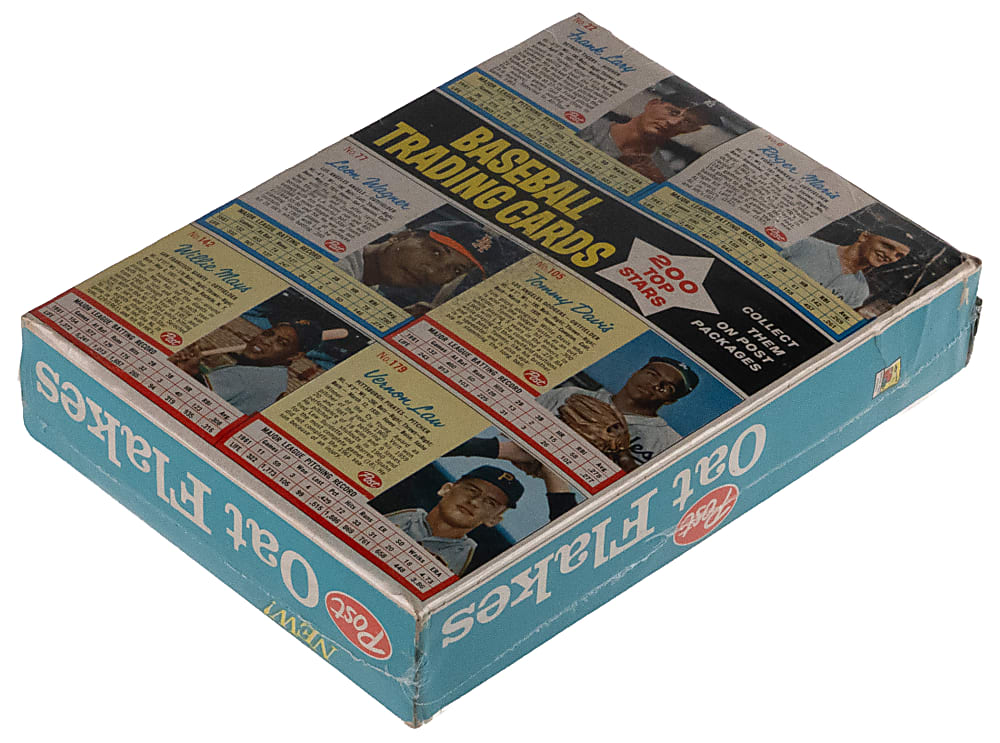 1962 Post Cereal Oat Flakes Complete Box (6 Cards) Including #6 Roger Maris & #142 Willie Mays