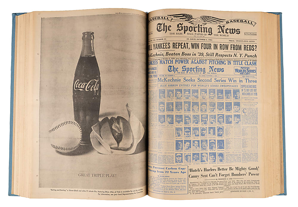 1961 The Sporting News Two-Volume Bound Year Collection In Superb Condition