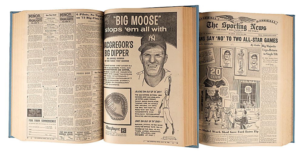 1961 The Sporting News Two-Volume Bound Year Collection In Superb Condition
