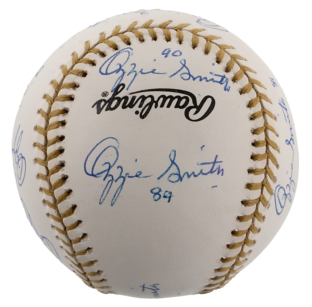 Ozzie Smith Signed Official Gold Glove Baseball with (13) Signatures & Year Inscriptions