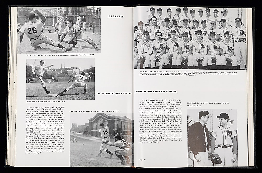 1954 Sandy Koufax University of Cincinnati College Yearbook