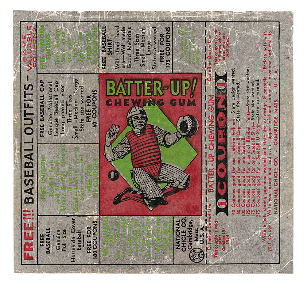 1934 R318 Batter-Up Low Number Wax Wrapper