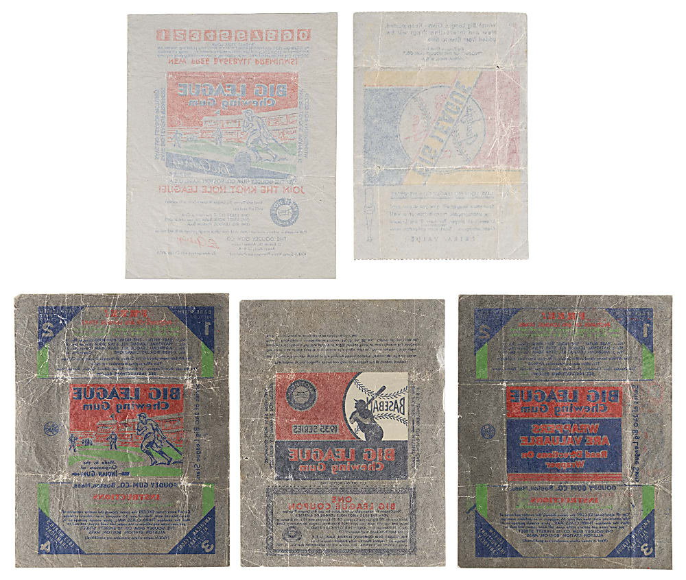 1933-1936 Goudey Baseball Wrappers Group (5) Different