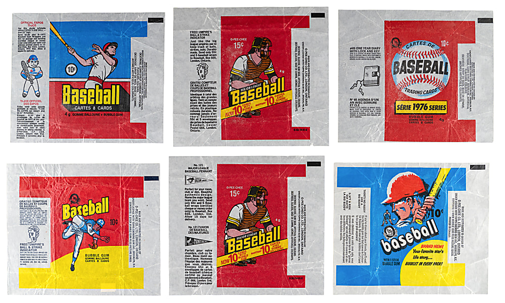 1970-1982 O-Pee-Chee Baseball Wrapper Collection (17)