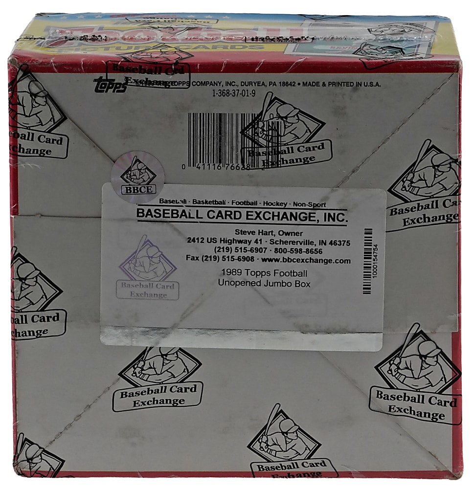 1989 Topps Football Unopened Jumbo Box BBCE (Tougher Box)
