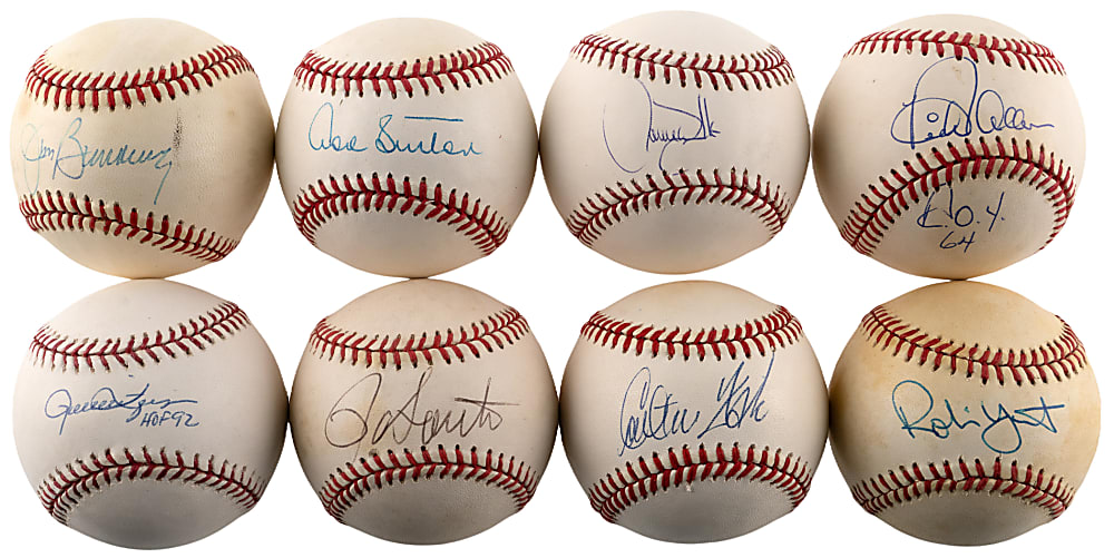 Hall of Famer Single-Signed Baseball Collection (12) with (3) Inscribed